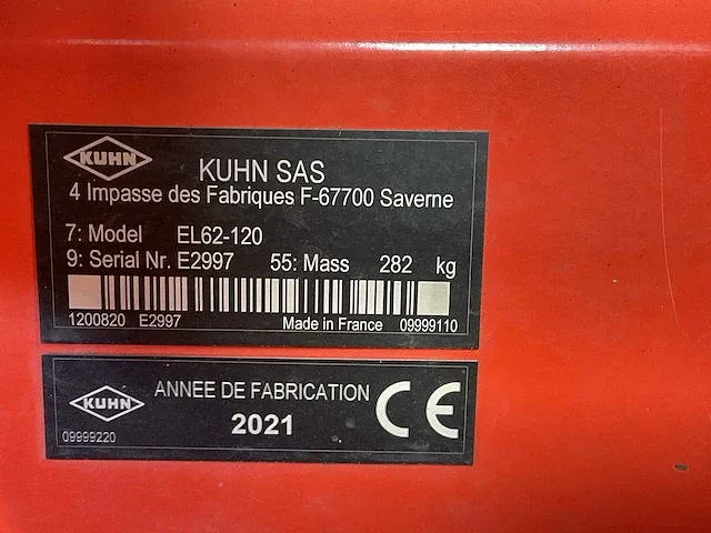 2021 kuhn el62-120 frees - afbeelding 8 van  8