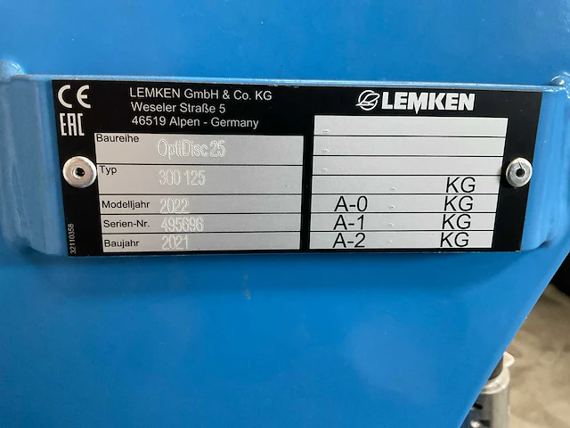 2021 lemken optidisc 25 / 300 125 zaaimachine / kouterbalk - afbeelding 7 van  10