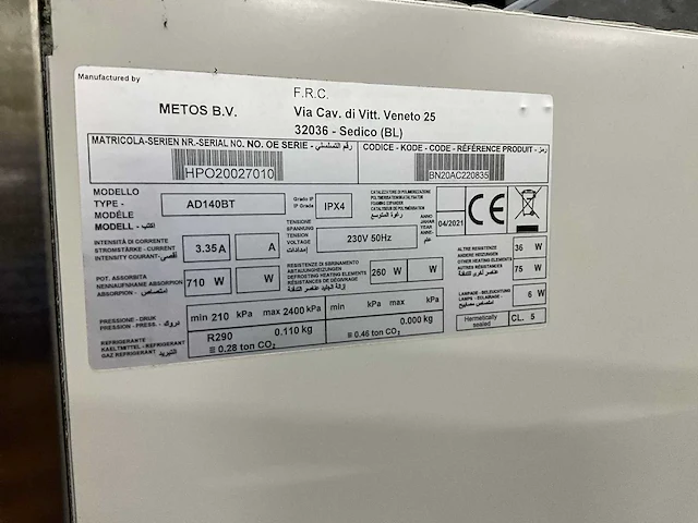 2021 metos ad140bt dubbeldeurs vrieskast - afbeelding 8 van  8