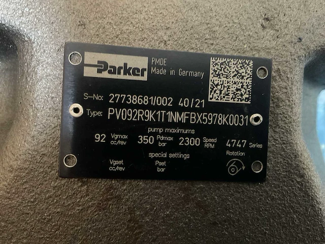 2021 parker pv-series hydrauliek pomp (3x) - afbeelding 2 van  3