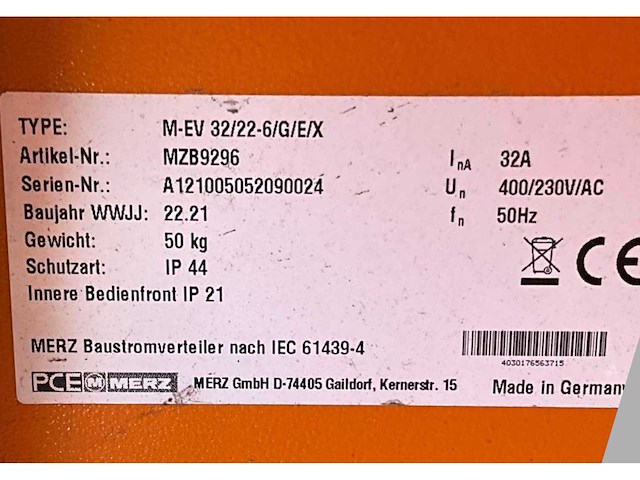 2021 pce merz m-ev 32/22-6/g/e/x bouwstroomkast - afbeelding 5 van  13