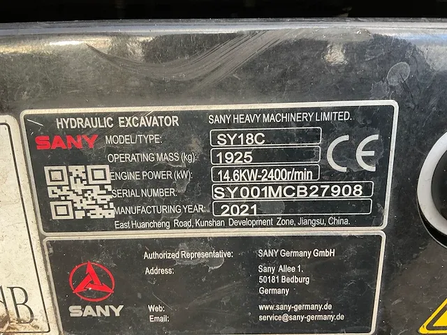 2021 sany sy 18 c minigraafmachine - afbeelding 4 van  25