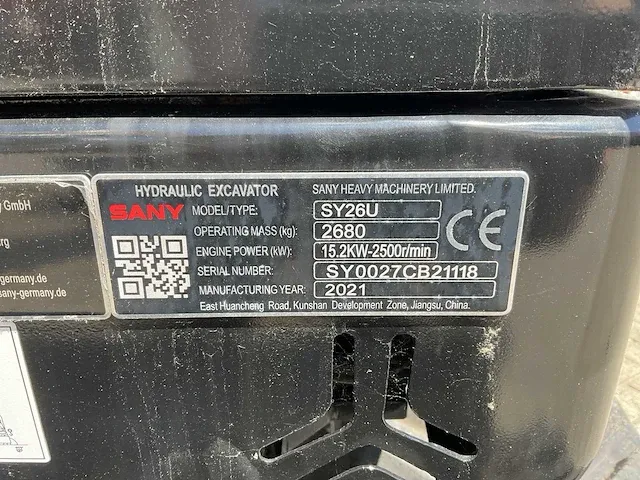 2021 sany sy26u midigraafmachine - afbeelding 13 van  20