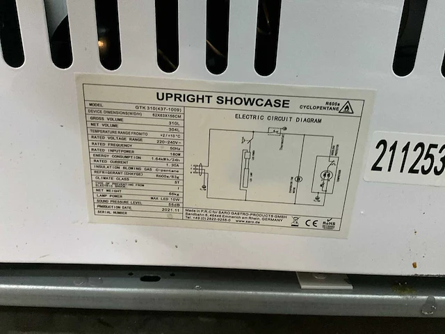 2021 saro gtk 310 glasdeur koelkast - afbeelding 4 van  5