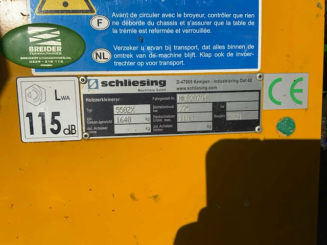 2021 schliesing 550zx versnipperaar - afbeelding 23 van  23