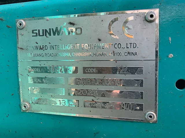 2021 sunward swe20f rupsgraafmachine - afbeelding 20 van  27
