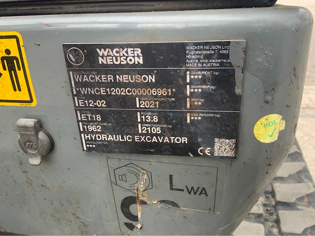 2021 wacker neuson et18 minigraafmachine - afbeelding 22 van  29