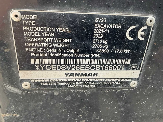 2021 yanmar sv26 midigraafmachine - afbeelding 8 van  29
