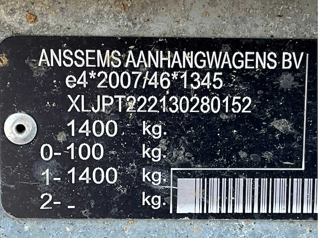 2022 anssems d14 schaft aanhangwagen - afbeelding 9 van  17
