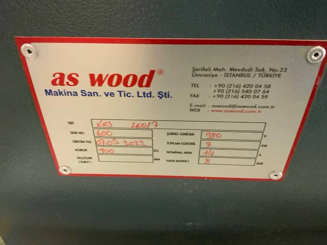 2022 as wood kks-400/7 door case sizing and drill machine - afbeelding 6 van  14