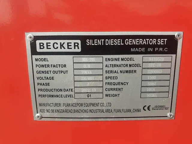 2022 becker bgd-70s stroomgenerator - afbeelding 4 van  13