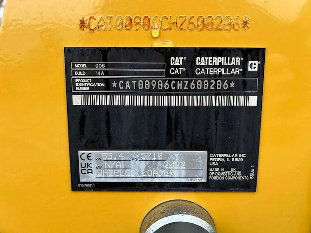 2022 caterpillar 906 wiellader - afbeelding 8 van  17