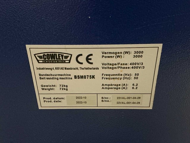 2022 cowley bsm075k bandschuurmachine - afbeelding 5 van  13