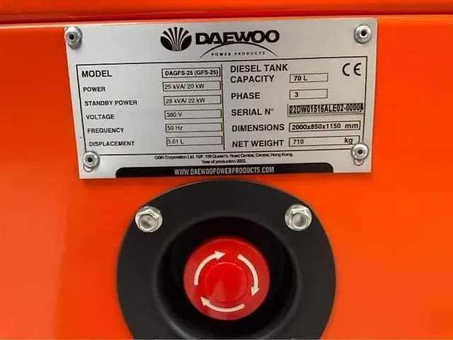 2022 daewoo dagfs-25 25kva noodstroomaggregaat - afbeelding 4 van  19
