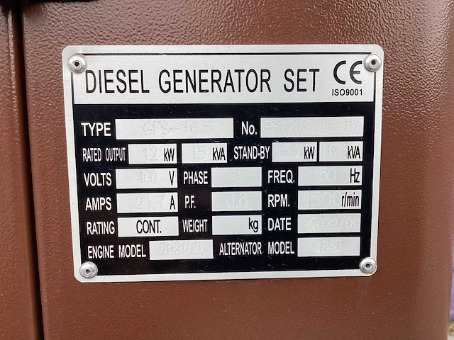2022 dg gfs 16.5 noodstroom aggregaat/generator (unused) - afbeelding 7 van  8