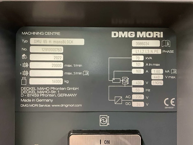 2022 dmg mori dmu 65 h monoblock cnc bewerkingscentra + robot - afbeelding 6 van  47