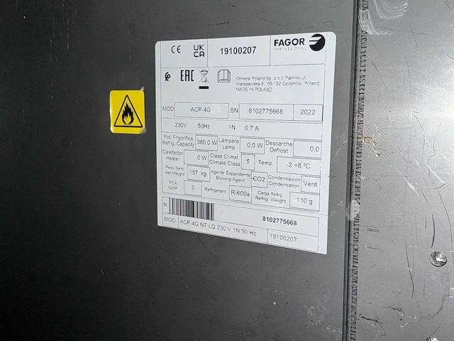 2022 fagor acp-4g koelwerkbank - afbeelding 6 van  6