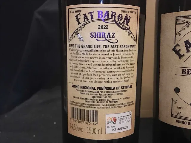 2022 fat baron - shiraz rode wijn magnum (6x) - afbeelding 3 van  3