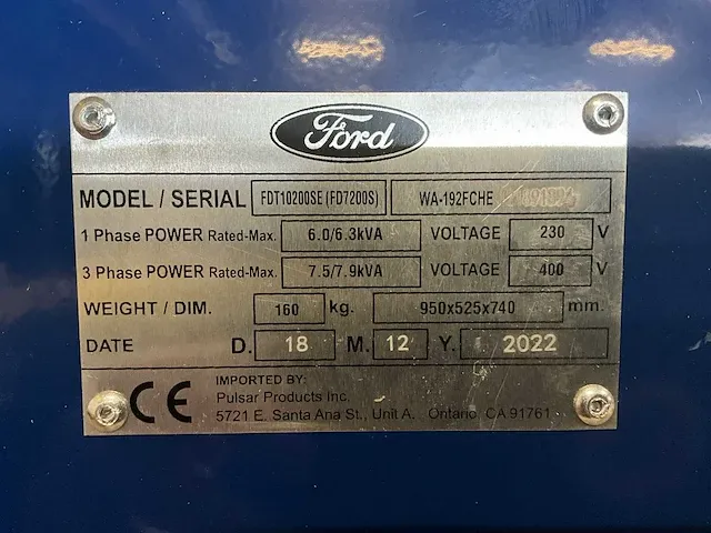 2022 ford fdt10200se (fd7200s) noodstroomaggregaat - afbeelding 7 van  15