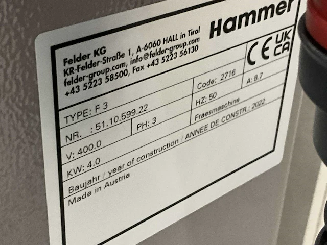 2022 hammer f3 tafel- en spilfreesmachine - afbeelding 5 van  13