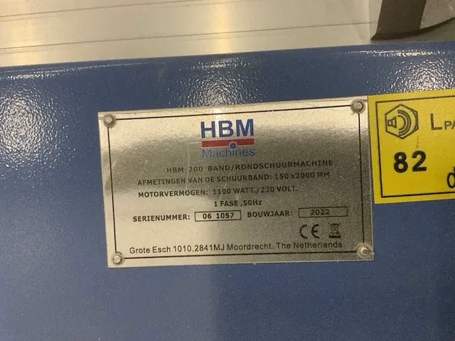 2022 hbm 200 bandschuurmachine - afbeelding 6 van  8