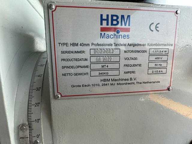 2022 hbm 40mm kolomboormachine - afbeelding 5 van  5