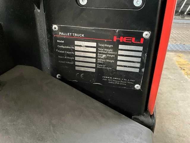 2022 heli cbd15j elektrische palletwagen - afbeelding 10 van  10
