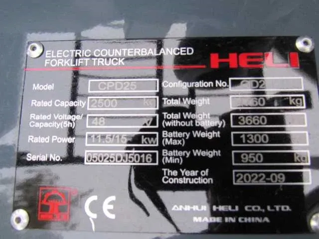 2022 heli cpd25 gd2 vorkheftruck - afbeelding 10 van  11
