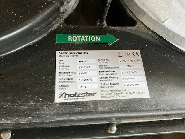 2022 holzstar saa 902 filterafzuiginstallatie - afbeelding 6 van  6