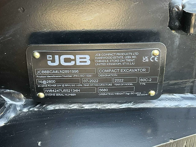 2022 jcb 60c-2 midigraafmachine - afbeelding 19 van  26