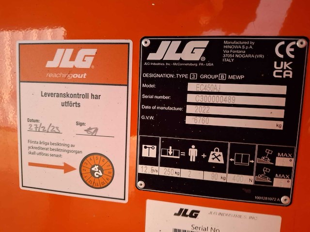 2022 jlg ec450aj hoogwerker - afbeelding 13 van  21