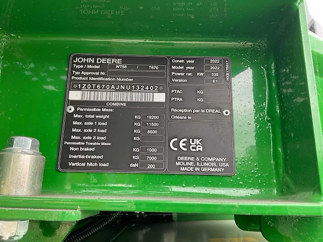 2022 john deere t670i maaidorser, 6-schudder - afbeelding 25 van  33