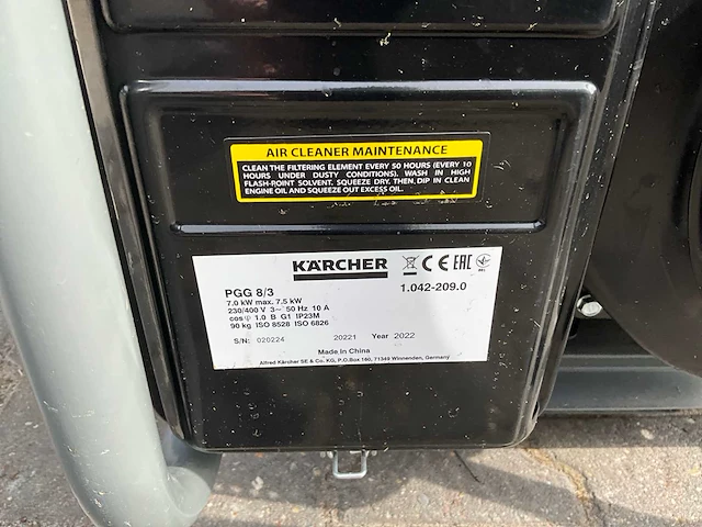 2022 karcher pgg 8/3 stroomgenerator - afbeelding 2 van  10
