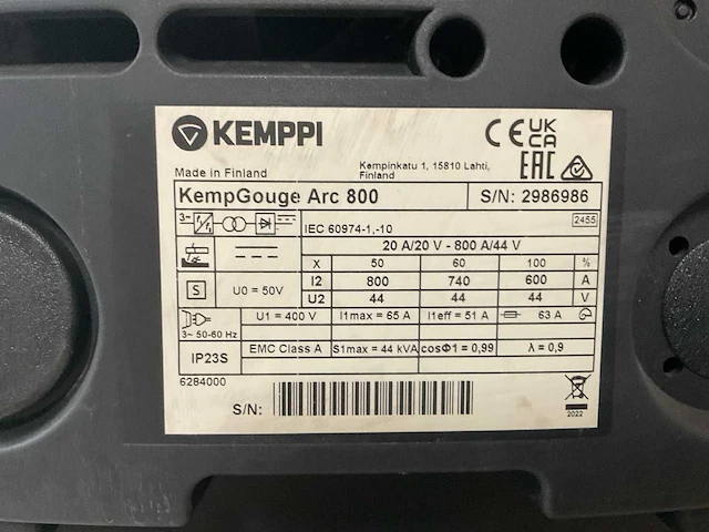 2022 kemppi arc800 gutstoestel - afbeelding 5 van  5