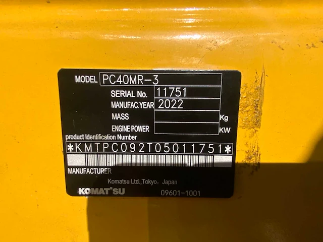 2022 komatsu pc40mr-3 rupsgraafmachine - afbeelding 26 van  32