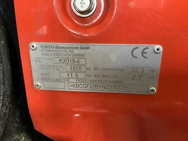 2022 kubota - kx019-4 - minigraafmachine - afbeelding 38 van  44