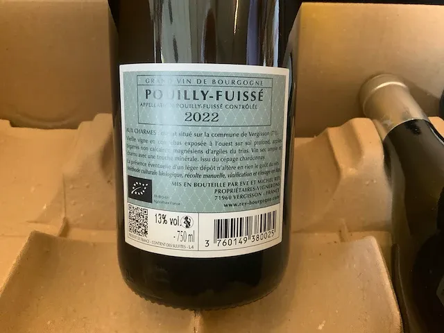 2022 pouilly-fuisse bourgogne aux charmes witte wijn (9x) - afbeelding 2 van  4
