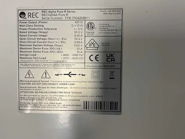2022 rec 420/aa pure-r zonnepaneel (7x) - afbeelding 3 van  4