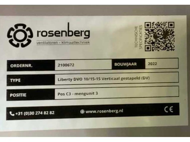 2022 rosenberg liberty dvo 10/15-15 filterunit / luchtbehandeling - afbeelding 3 van  11