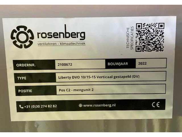 2022 rosenberg liberty dvo 10/15-15 filterunit / luchtbehandeling - afbeelding 9 van  9