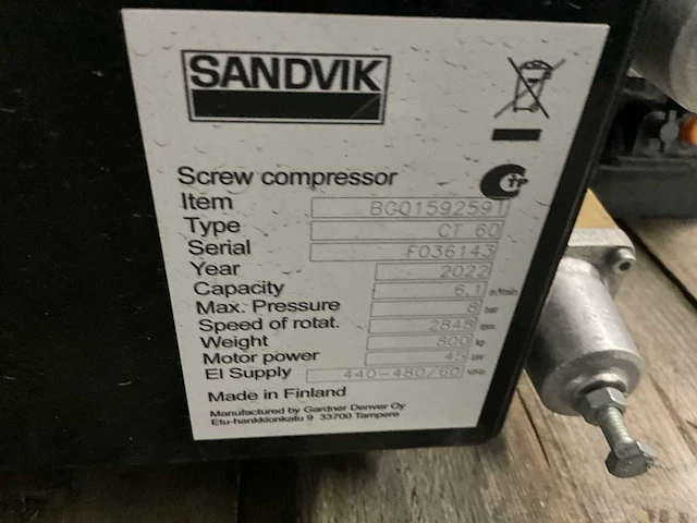 2022 sandvik ct 60 schroefcompressor - afbeelding 4 van  26