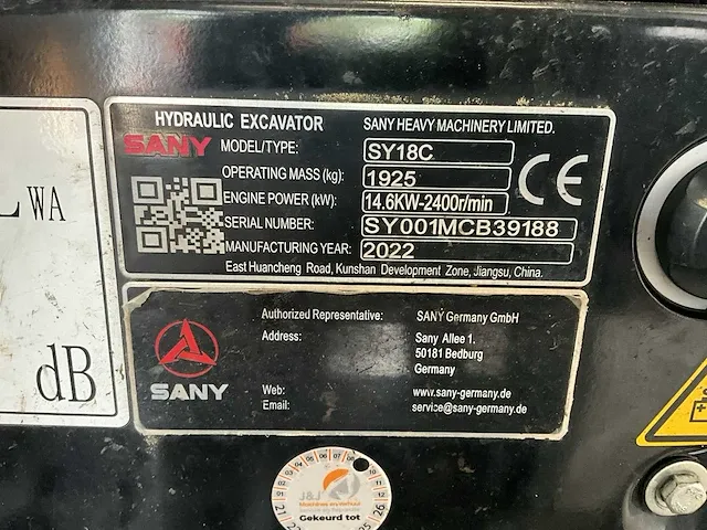 2022 sany - sy18c - minigraafmachine - afbeelding 32 van  39