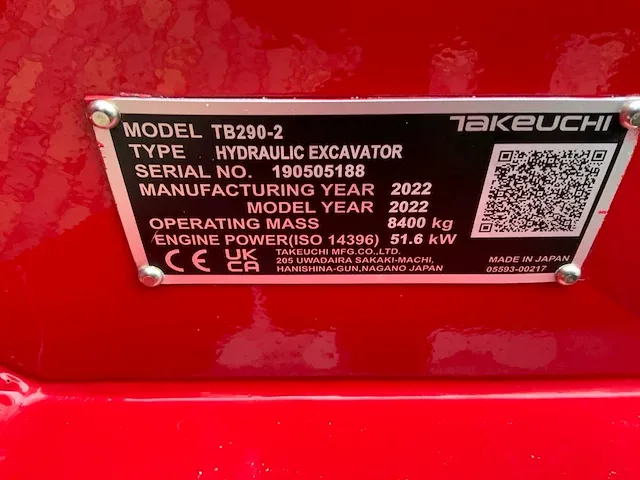 2022 takeuchi tb290-2 midigraafmachine - afbeelding 44 van  49