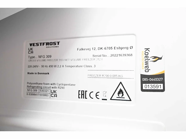 2022 vestfrost nfg 309 glasdeurvriezer - afbeelding 5 van  5