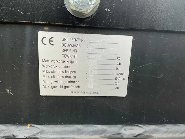2022 zijtveld s1004-d hydraulische cw30 sorteergijper - afbeelding 7 van  13