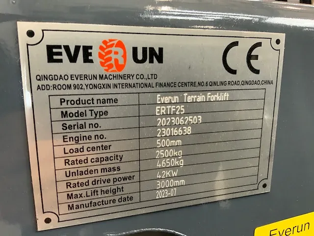2023 - everun - ertf25 - 2.5t vorkheftruck triple mast 3m - afbeelding 18 van  28