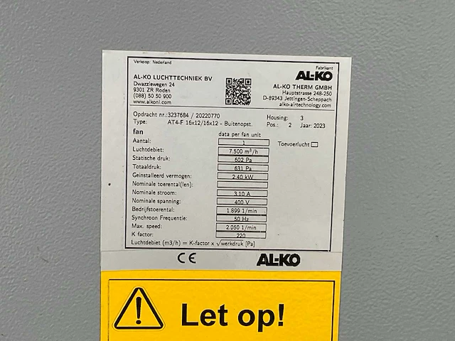 2023 al-ko at4-f 16x12/16x12 luchtbehandelingsinstallatie - afbeelding 17 van  26