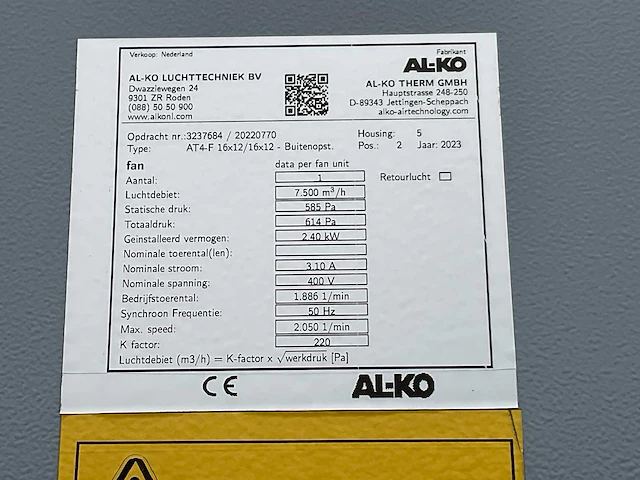 2023 al-ko at4-f 16x12/16x12 luchtbehandelingsinstallatie - afbeelding 19 van  26