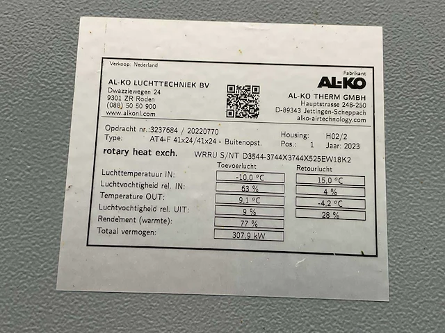 2023 al-ko at4-f 41x24/41x24 luchtbehandelingsinstallatie - afbeelding 21 van  33