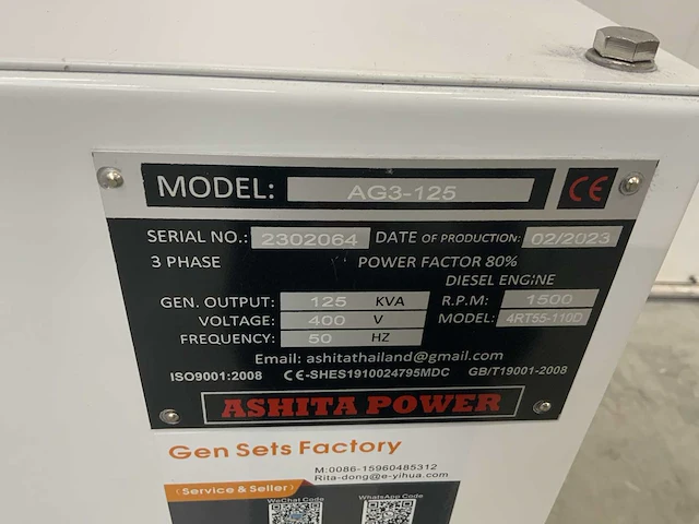 2023 ashita ag3-125 kva stroomgenerator silent - afbeelding 5 van  30